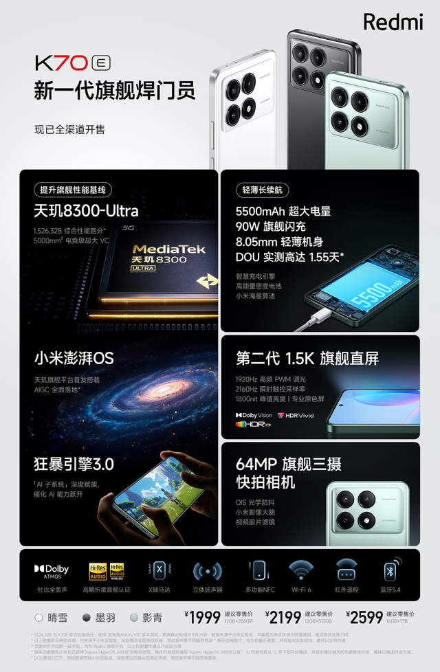 Redmi K70系列三杯齐发：1999元起，还有一款特殊定制版