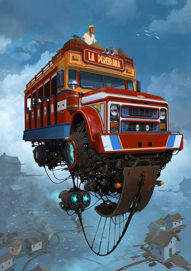 猫腰艺术——Alejandro Burdisio概念插画作品：飞翔的汽车