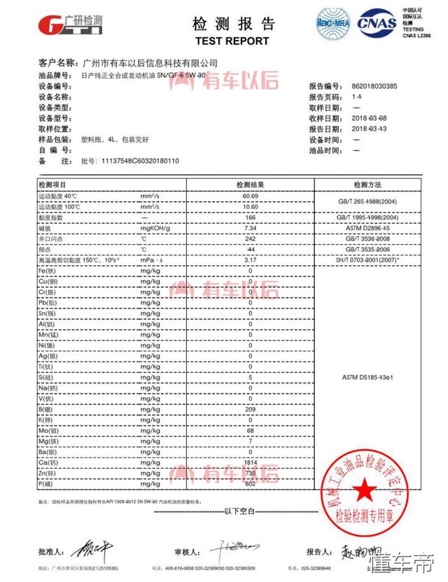 主流原厂机油检测结果：北京现代、奔驰性能参数大跌眼镜！