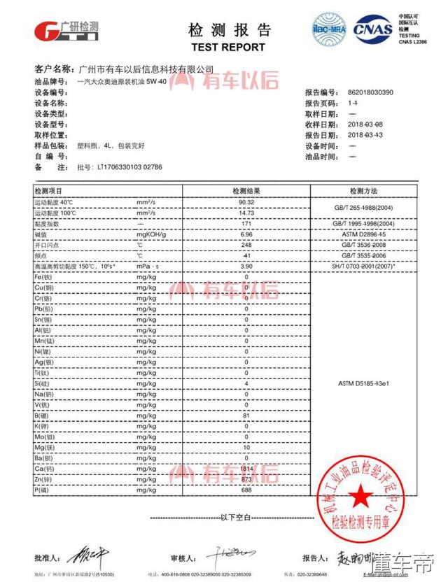 主流原厂机油检测结果：北京现代、奔驰性能参数大跌眼镜！