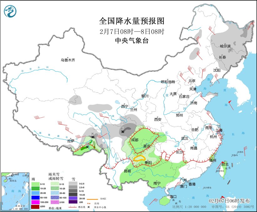 寒潮影响我国中东部地区 贵州等地有雨雪天气