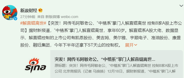 百亿富豪解直锟去世3年，遗孀毛阿敏的选择令人泪目